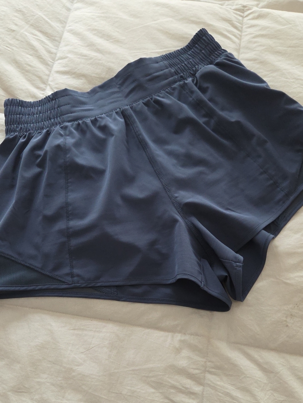 SO Women's Navy Blue Athletic Shorts with Smocked Waistband